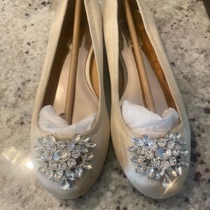 Badgley Mischka ballet flats, champagne, size 7